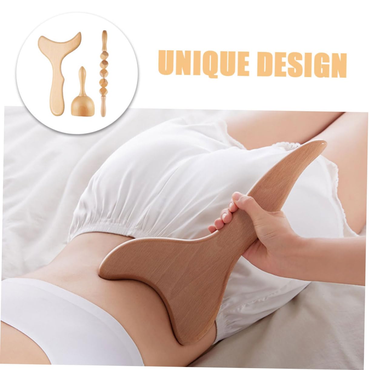Massaggiatore Manuale in Legno 11.8" Bastone Per Massaggio Muscolare e Anticellulite Per Uso Domestico e Relax Post-esercizio