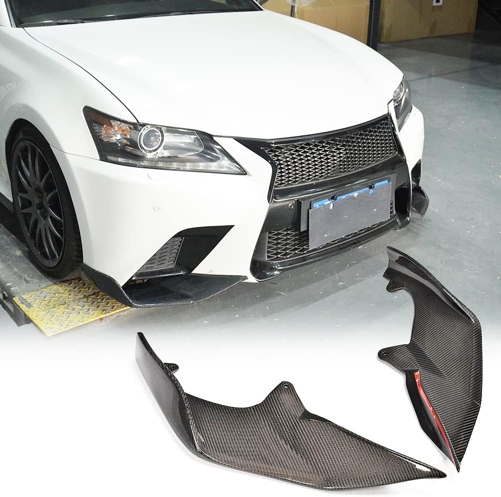 JC SPORTLINE fits Lexus GS F Sport Bumper Sedan 2013-2015 Carbon Fiber Front Chin Air Dam High End Custom Splitters, black (JC-HD063-25)