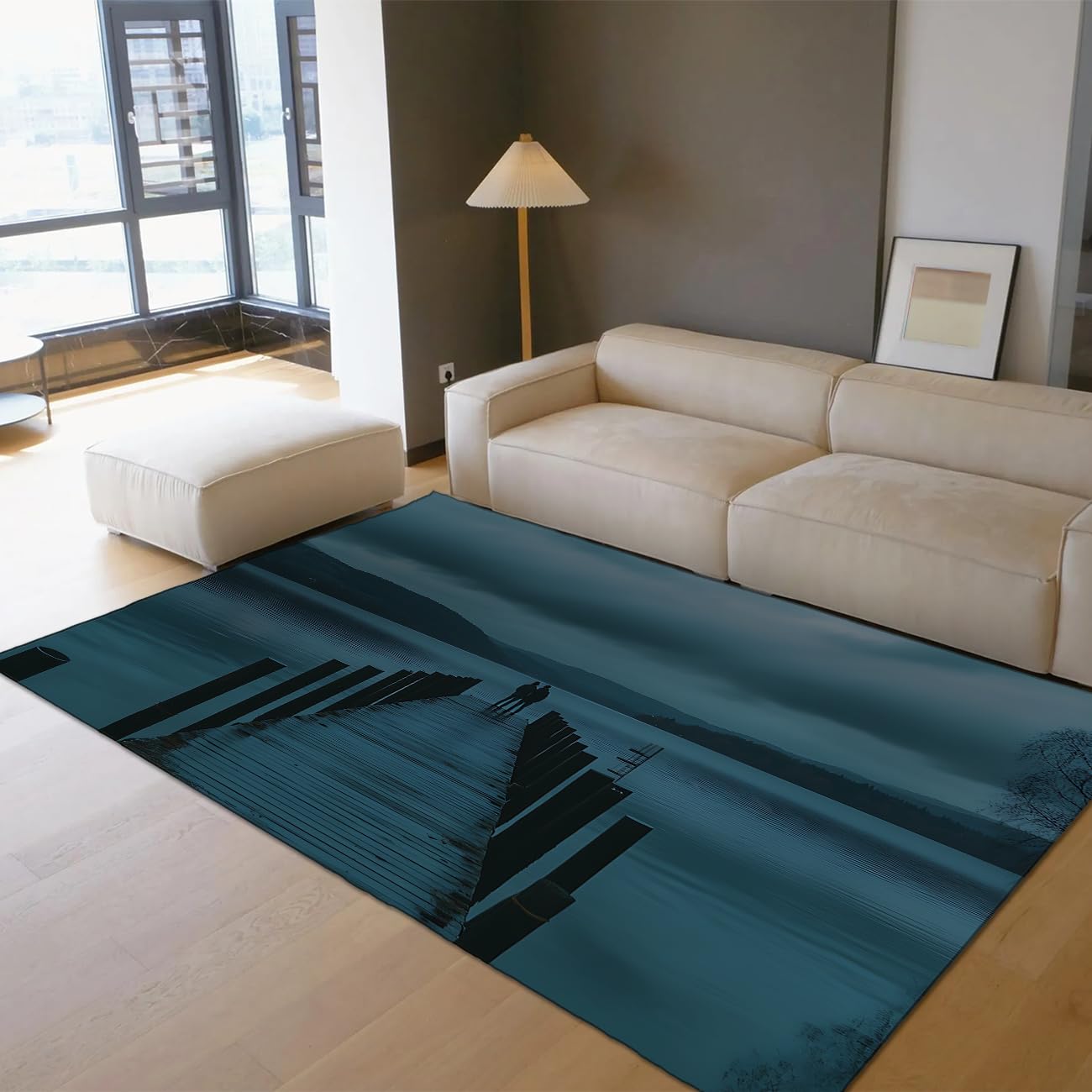 Tapis lavable antidérapant motif paysage marin 60x90cm pour bureau