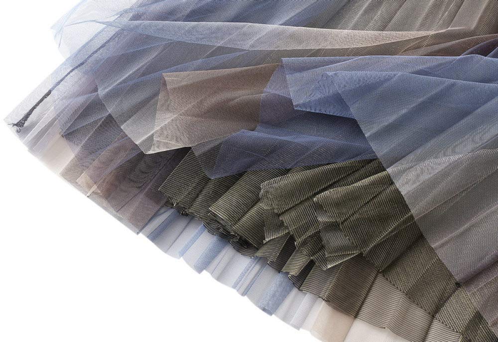 Rock Damen,Damen-Midirock, Brauner Farbverlauf, Elastisch, Hohe Taille, Plissierter Tüllrock, Mode, A-Linie, Swing, Gerüscht, Geschichtet, Lässig, Lange Röcke Für Mädchen, Damen