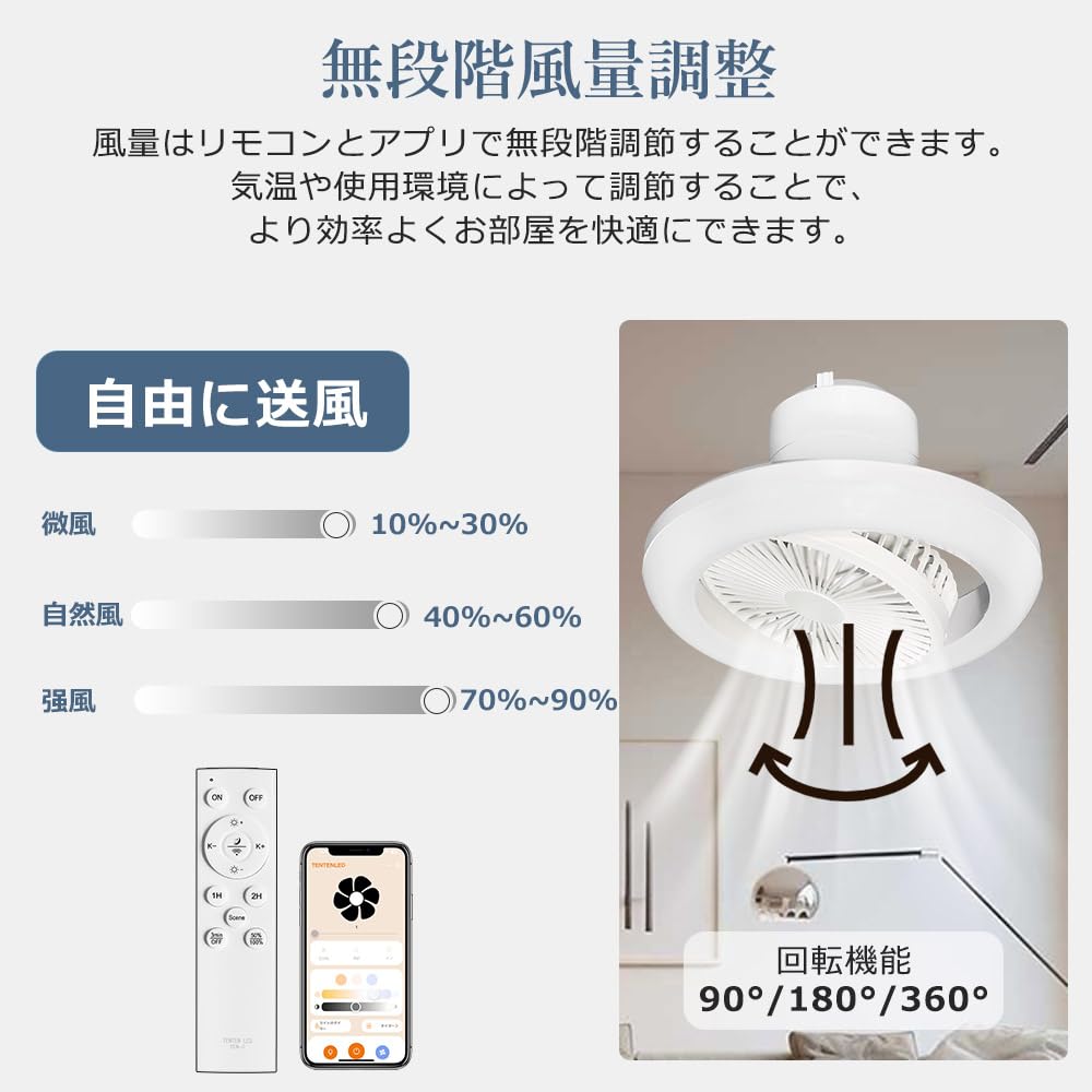 Amazon | シーリングファンライト LED 8畳 10畳 首振り スマートホーム