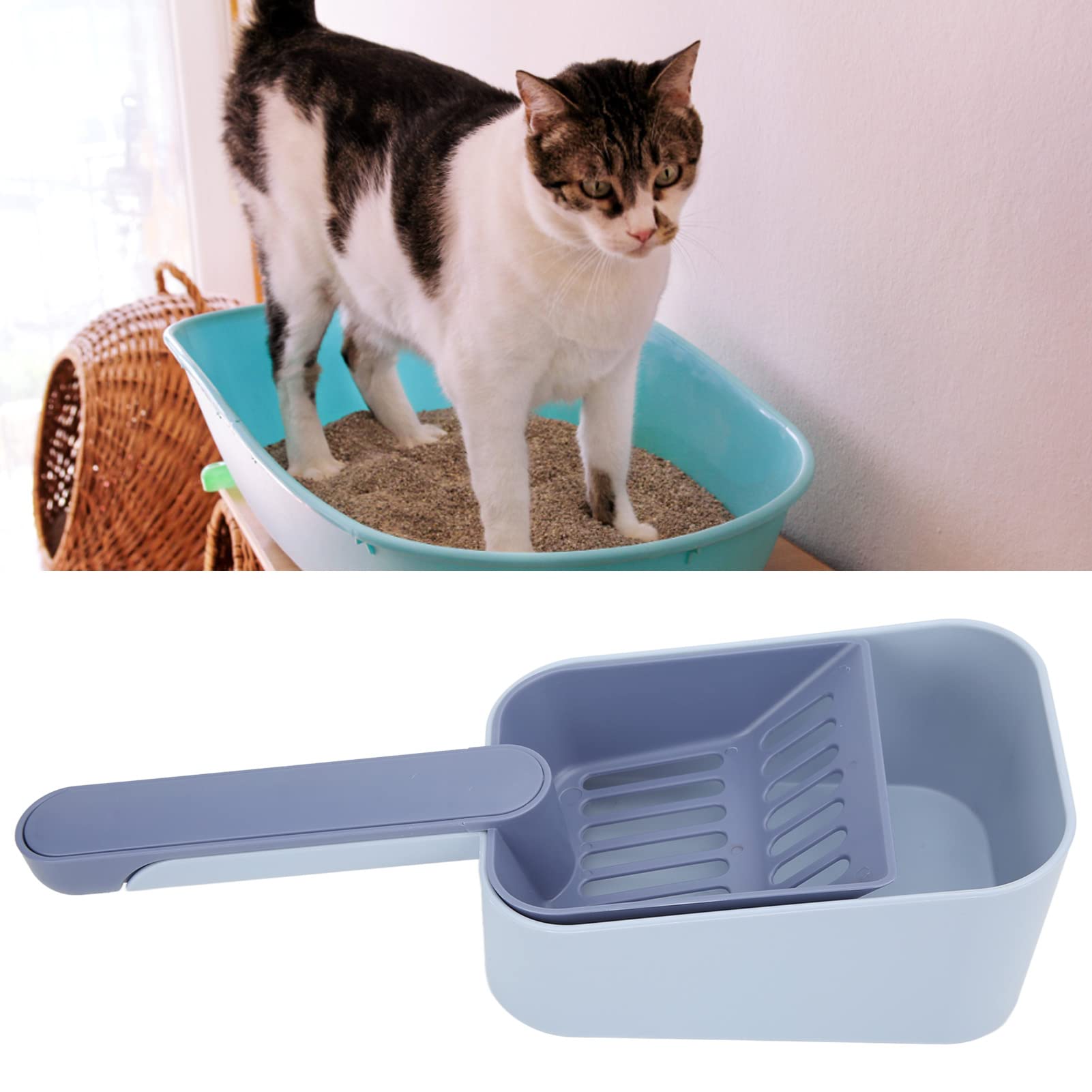 Pala per Lettiera per Gatti Lettiera per Cani e Gatti per Animali Paletta per Lettiera in Plastica per Gatti Domestici(Blu - In scatola)
