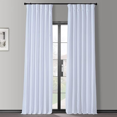 HPD Half Price Drapes PDCH-KBS1BO-120 - Cortina opaca de imitación Dupioni con textura vintage (1 panel), 50 x 120 pulgadas, color hielo