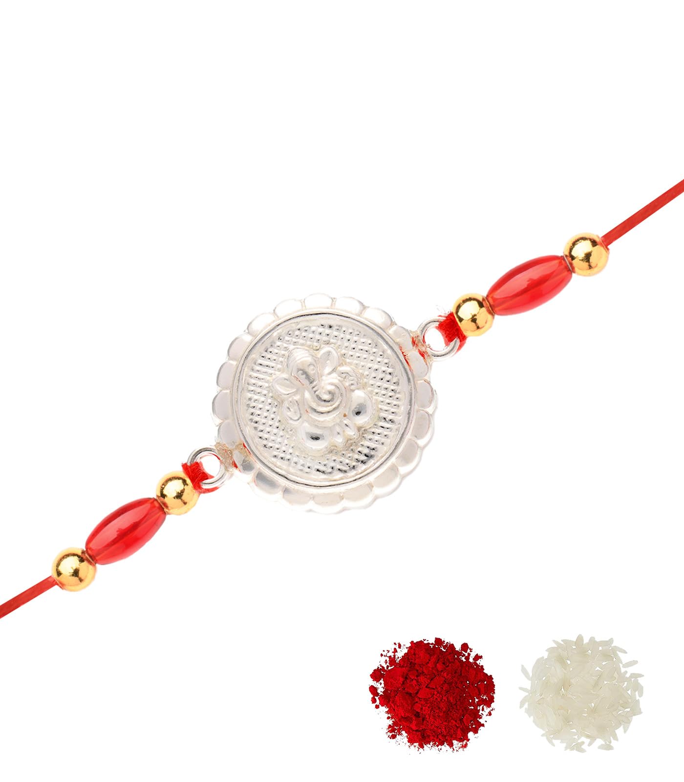 Gargi by P.N. Gadgil and Sons 925 Silver Ganesha Rakhi (Circle) | Gifts for Men and Boys | Rakshabandhan Rakhi for Brother | Rakhi for Boys & Men With Certificate of Authenticity (B0D3DBNN9S) Amazon Price History, Amazon Price Tracker