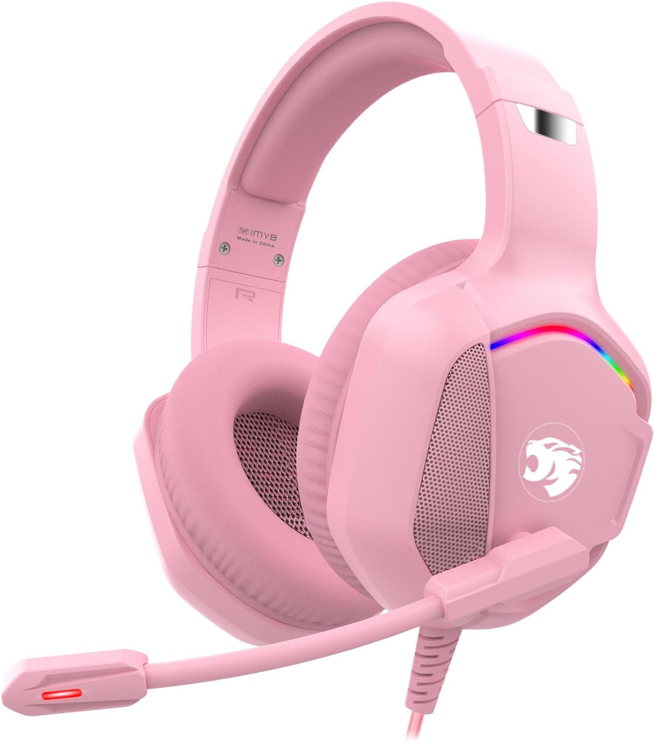 IMYB Gaming Headset mit Katzenohren abnehmbaren, RGB-Licht, Stereo Surround Noise Cancelling, Mikrofon für PC, PS4, PS5, Xbox One X/S, Mac, Laptop