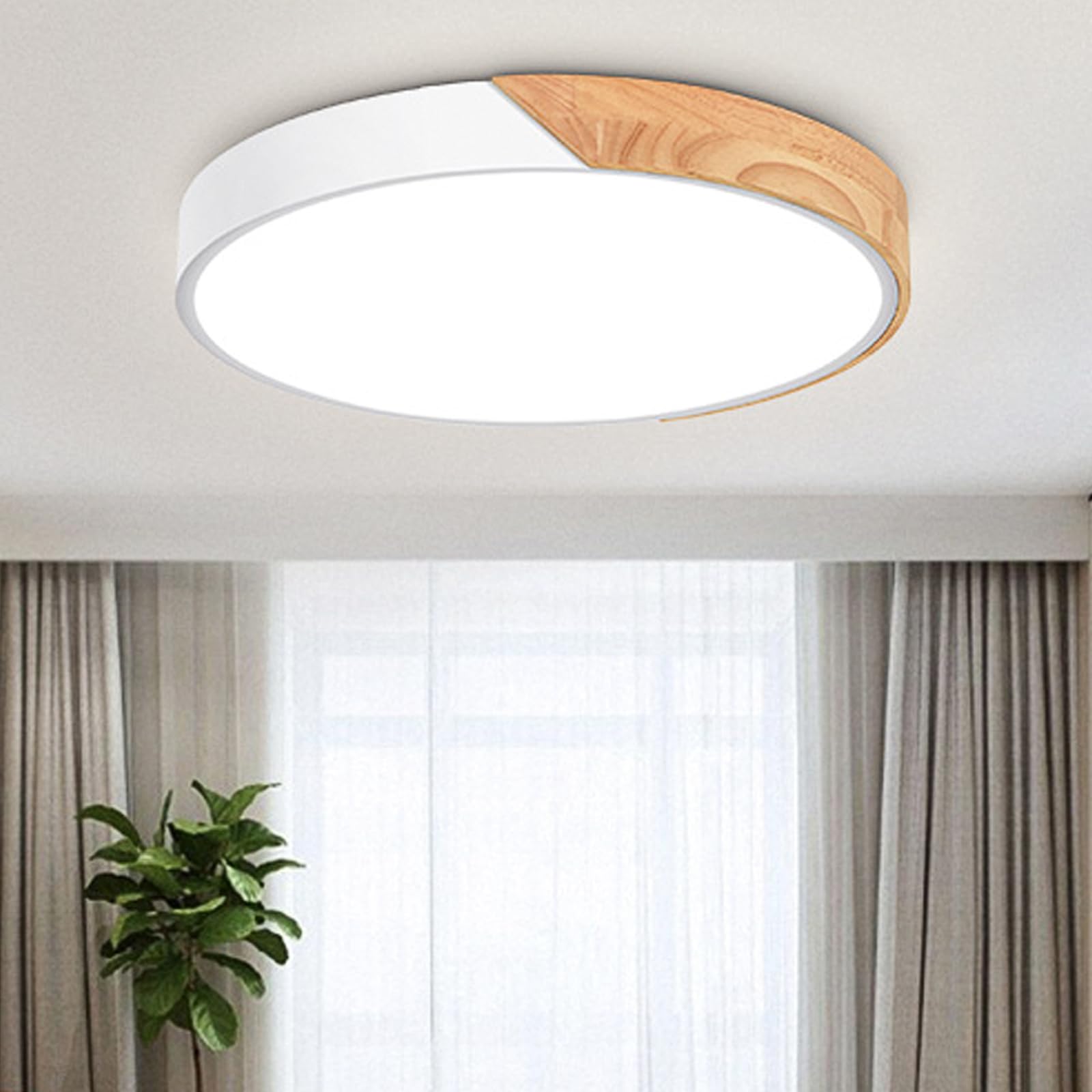 Style home 36W LED Deckenleuchte dimmbar mit Fernbedienung Ø40x4cm Holz