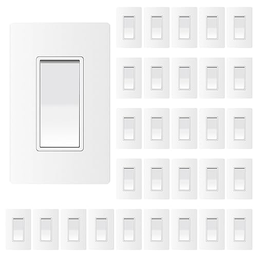 Miniatura 10 de Interruptor decorativo de pared de 3 vías con placas de pared, interruptor de paleta de encendidoapagado, acabado brillante, 15 amperios 120277