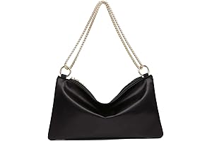 Women's Elegant Black Satin Evening Clutch Bag