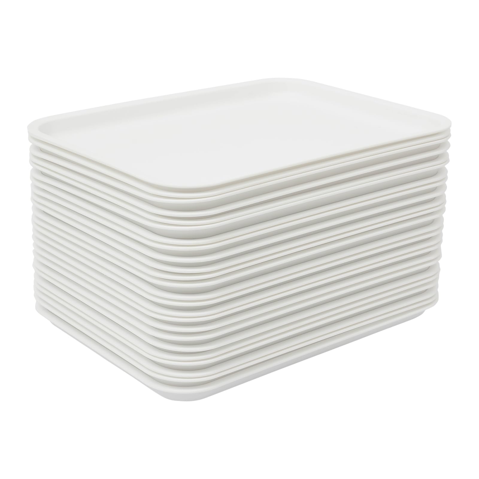 Set di 24 vassoi per fast food – vassoi da portata per ristoranti, caffetteria, adatti al microonde, superficie antiscivolo, ideali per mense, cucine, hotel, ristoranti (bianco)
