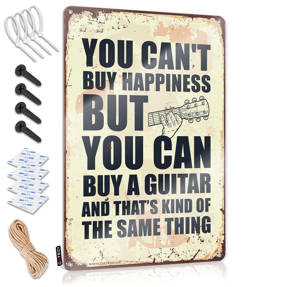 Bar For Man Cave You Can'T Buy Happiness But Can A Guitar Sign Mancave Accessories Men Funny Home Decor(30X40CM)