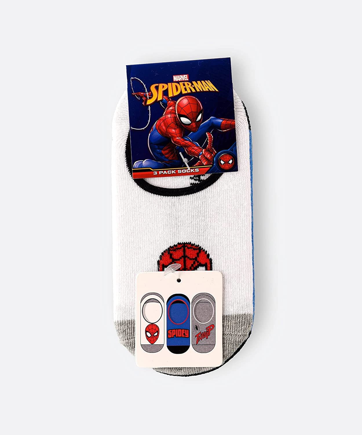 MarvelMarvel Spiderman Boys No Show Socks - Pack of 3, 11-14 Year