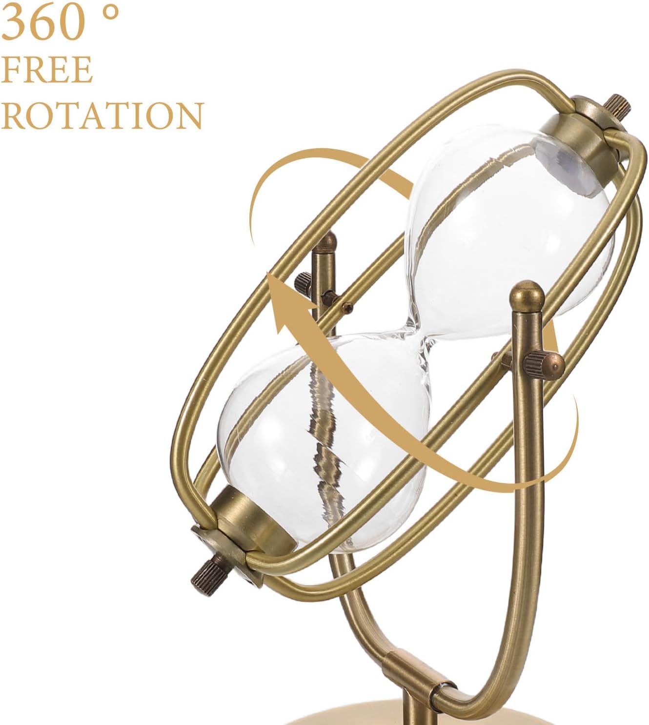 Empty Hourglass - 10" DIY Sand Timer - Unity Sand Hourglass with Metal Frame, 360° Rotation - Vintage Hour Glass for Wedding Birthday Ceremony Home Office Decor