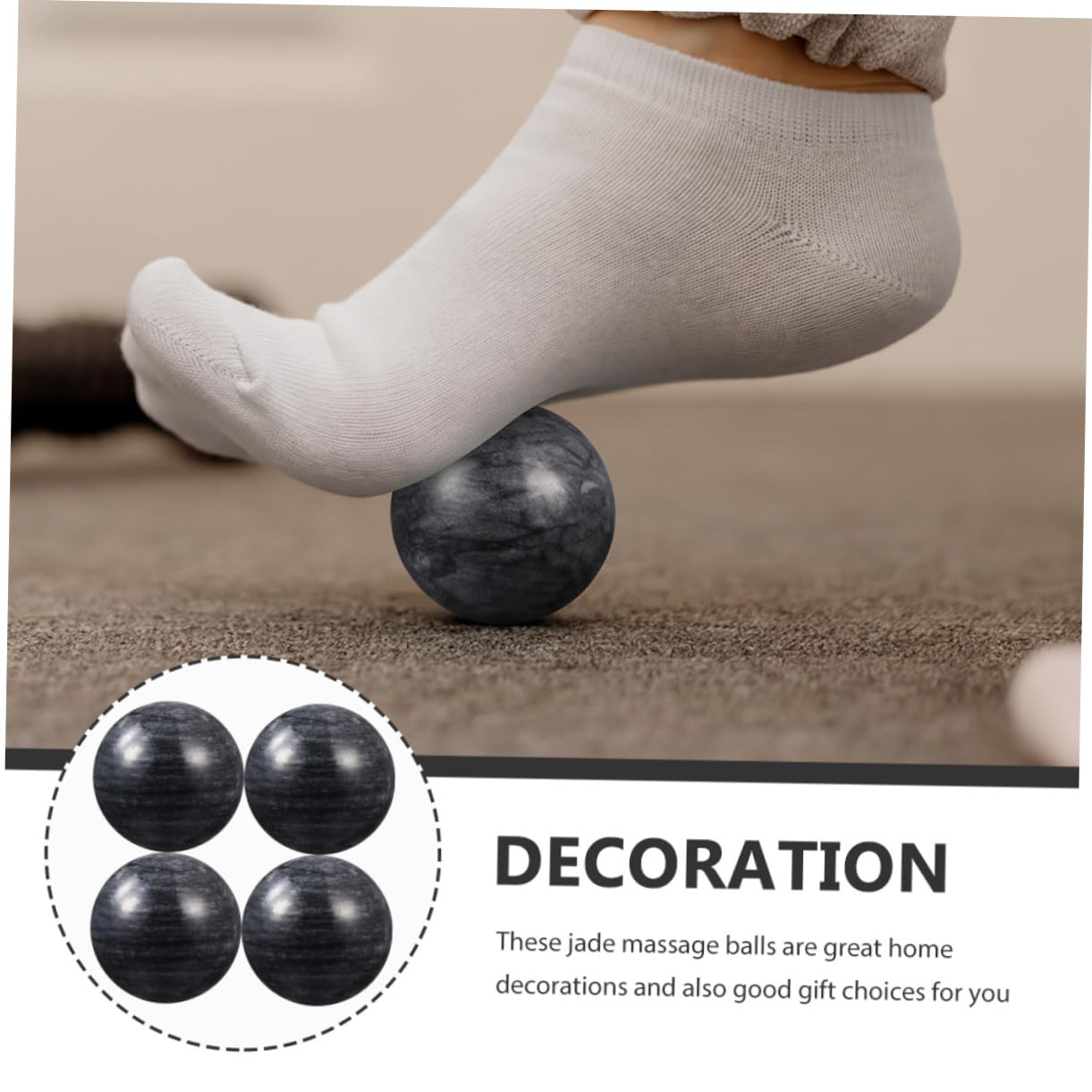 Healeved 4 Sätze Den Ball Drehen Bälle Für Yoga-bälle Doppelmassage Übungsbälle Wasserbälle Silberne Kugeln Erdnuss-massagerolle Sensorische Bälle Stein Black 4 Stücke * 4