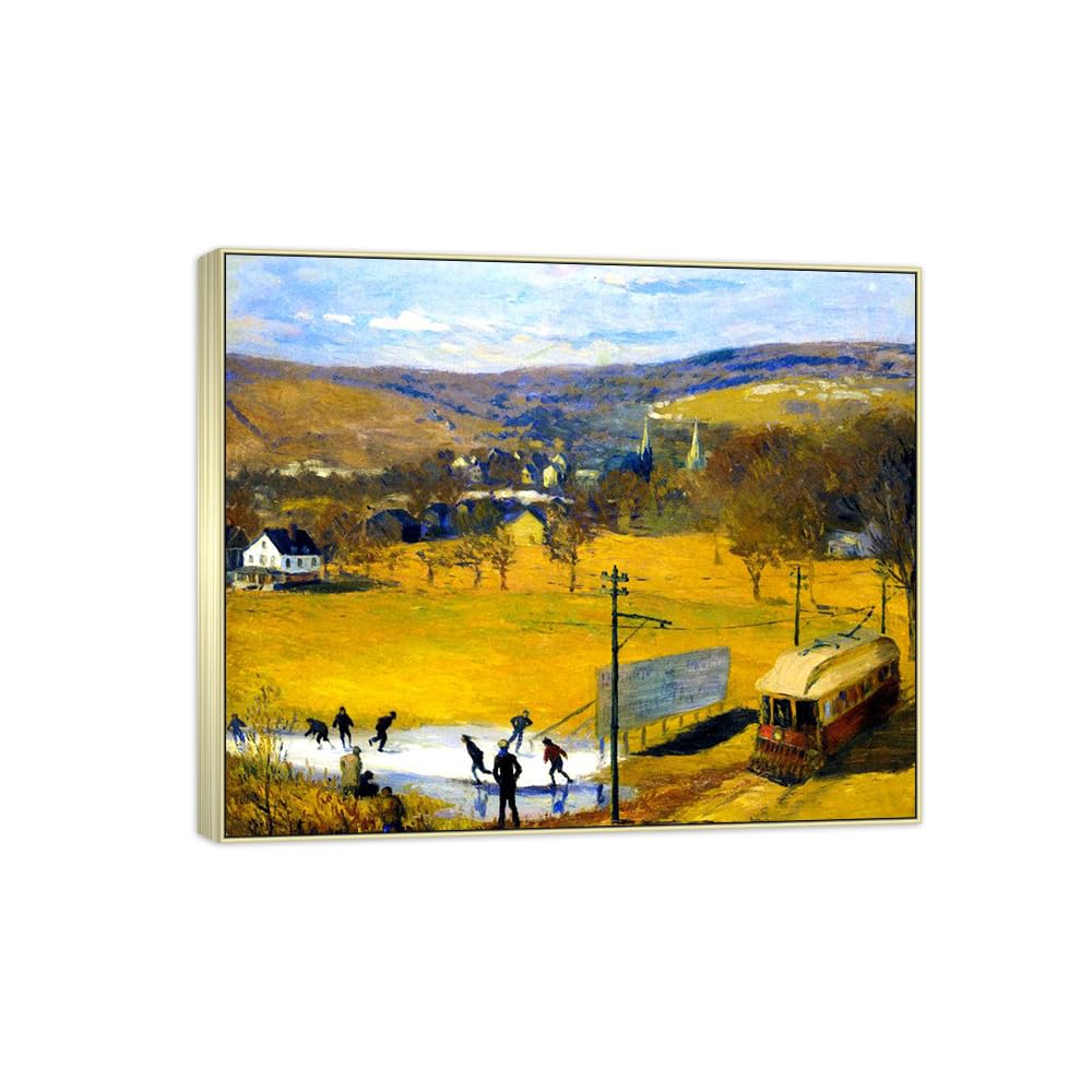 SDYSKKUG William Glackens Canvas Wall Art Prints for Living Room. Autumn 72x60cm Silver Frame