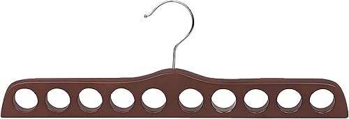Colgador de bufanda de madera con acabado de nogal con 10 agujeros y herrajes cromados en 17 1/2 pulgadas de largo x 3/4 pulgadas de grosor, 1 percha