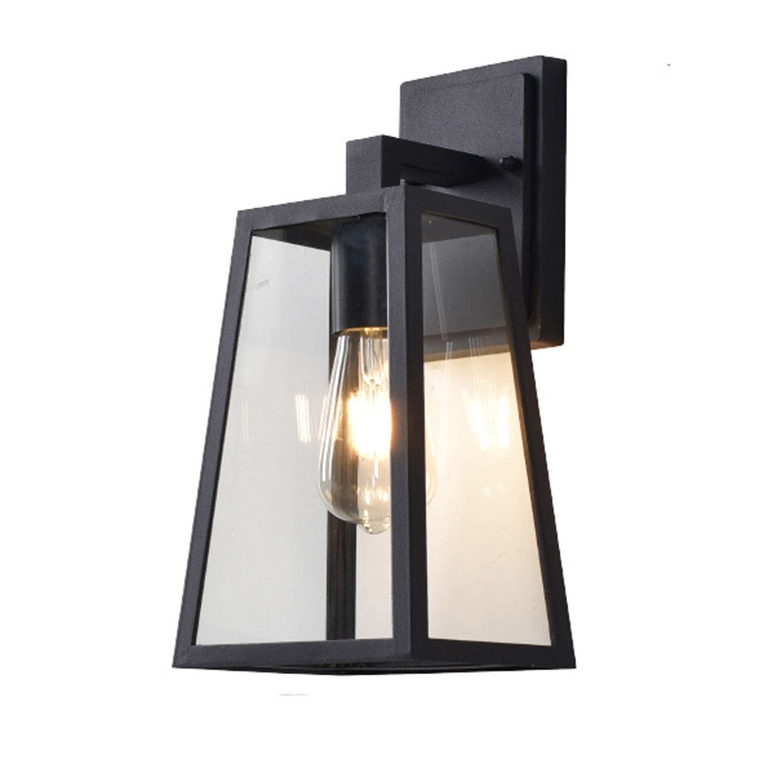 HUAYUSEDF Waterproof Black Farmhouse Outdoor Wall Sconce Light Fixture with Glass Shade for Patio Porch House Retro Style