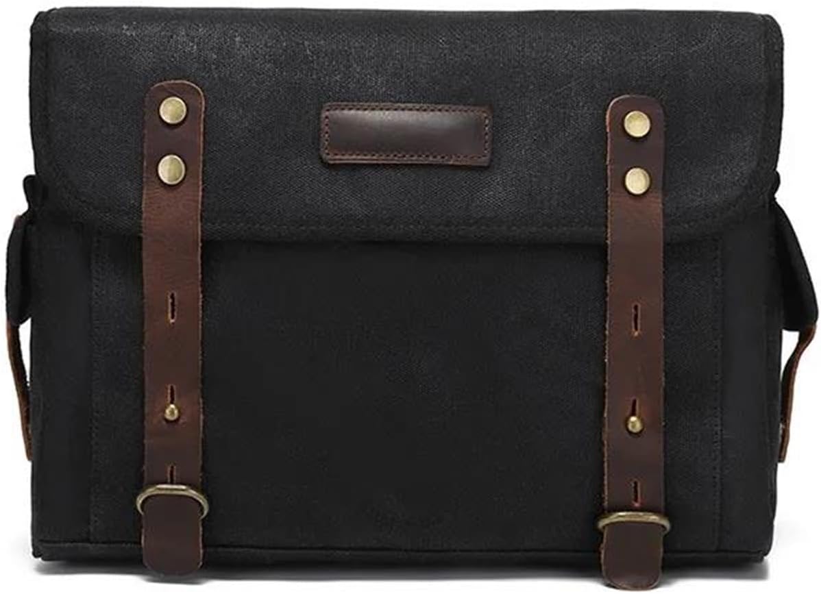 Motorcycle Seat Bag/Tail Bag Detachable Motorcycle Bag Waterproof Bag Luggage Bag Riding Equipment One Shoulder Messenger With Head Leather Motor Pannier Bag(Black)