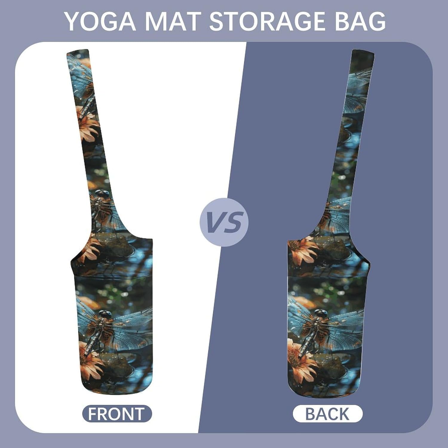 Canvas Yoga Bag,Dragonfly Flying on The Pond Printed Yoga Mat Handbag,Portable Yoga Mat Bag Large Capacity Gym Bag for Men Women Pilates Beach Travel
