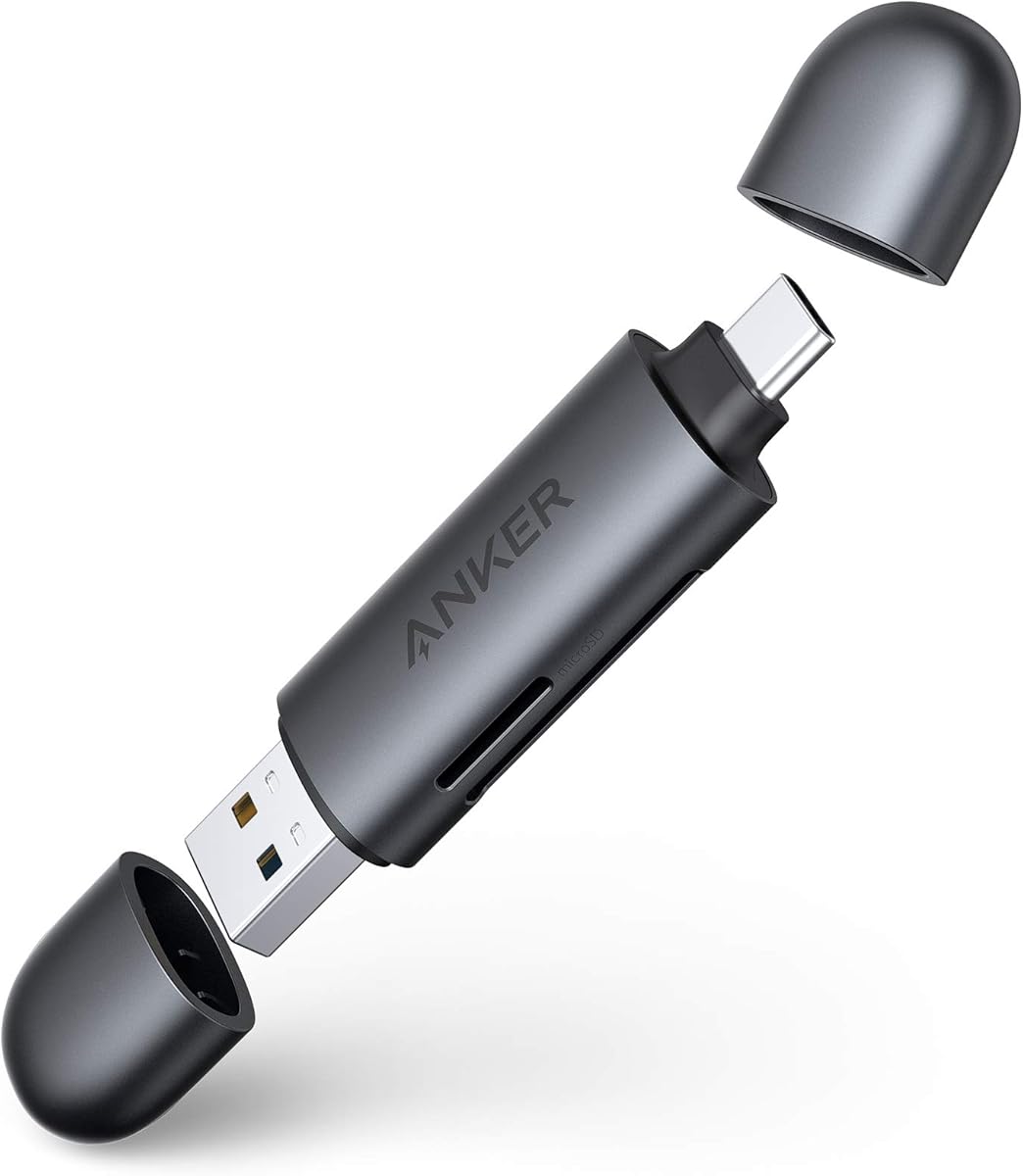 Anker USB-C and USB 3.0 SD Card Reader, PowerExpand+ 2-in-1 Memory Card Reader with Dual Connectors, for SDXC, SDHC, (Micro) SD, MMC, RS-MMC, Micro SDXC, Micro SDHC, and UHS-I
