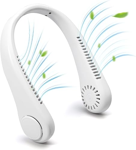 Miniatura 2 de Ventilador personal portátil para el cuello, ventilador de cuello de enfriamiento recargable, 3 velocidades de viento, diseño ultrasilencioso,