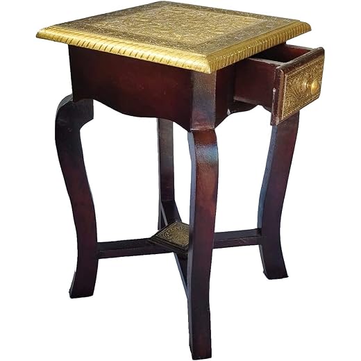 Mansi Enterprises Bedside Table Antique Natural Wood
