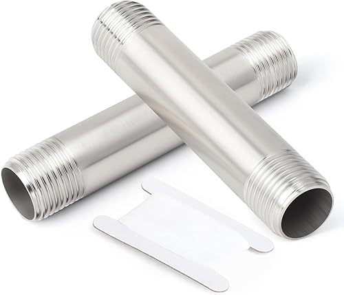 Miniatura 30 de TAISHER 2 accesorios de tubería de acero inoxidable, 1/4 pulgadas NPT x 1/4 pulgadas NPT macho roscado, tubo fundido de pezón de 10 pulgadas
