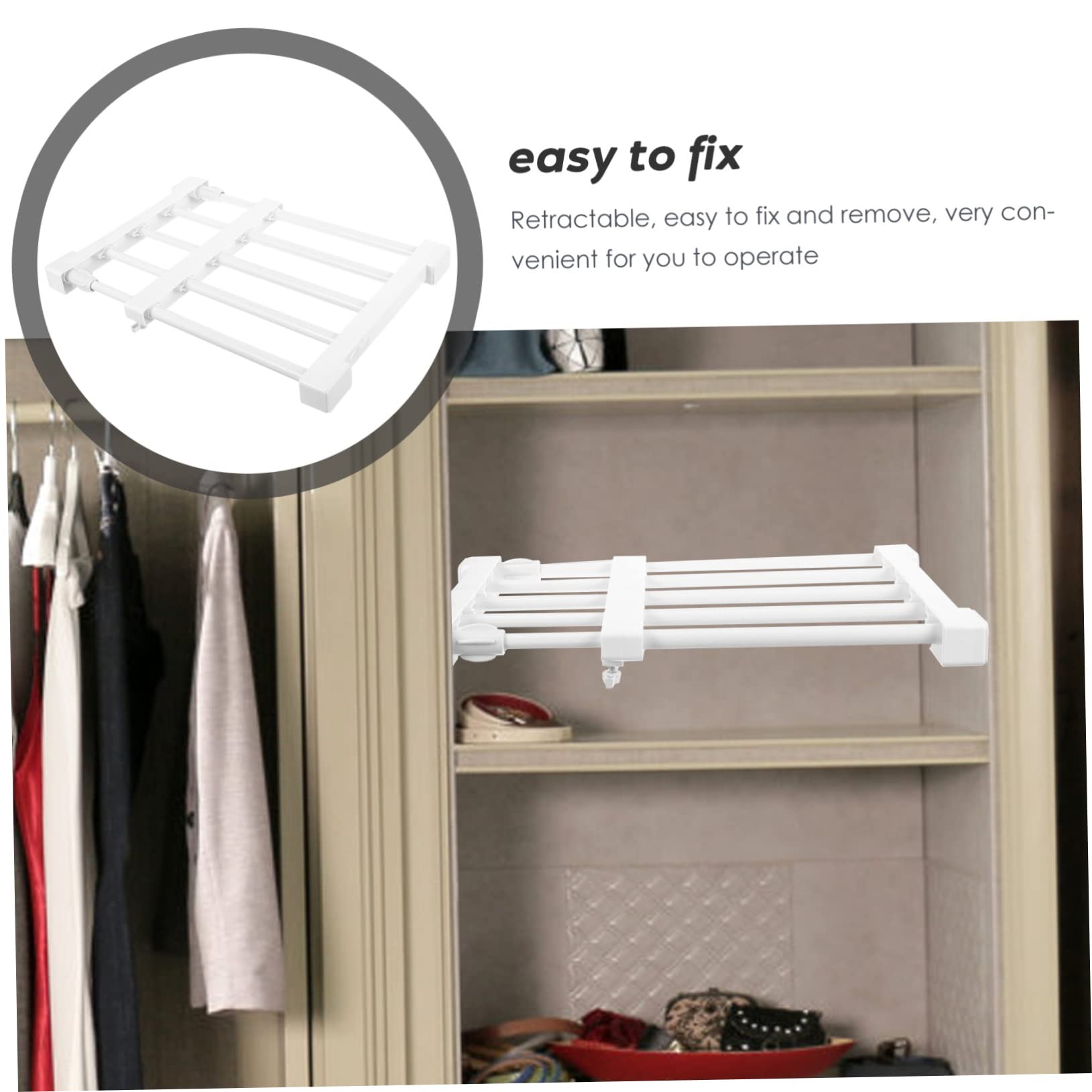 Garneck Adjustable Closet Rod Shelf Tension Shelf for Closet Organization Space-Saving Storage Accessory