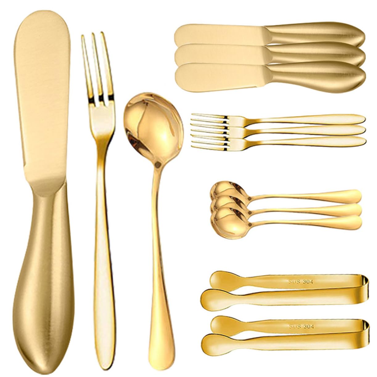 GRIRIW Cheese Knife Butter Spreader Fork Spoon Set Stainless Steel Charcuterie Utensils Ideal for Entertaining Perfect for Hosting