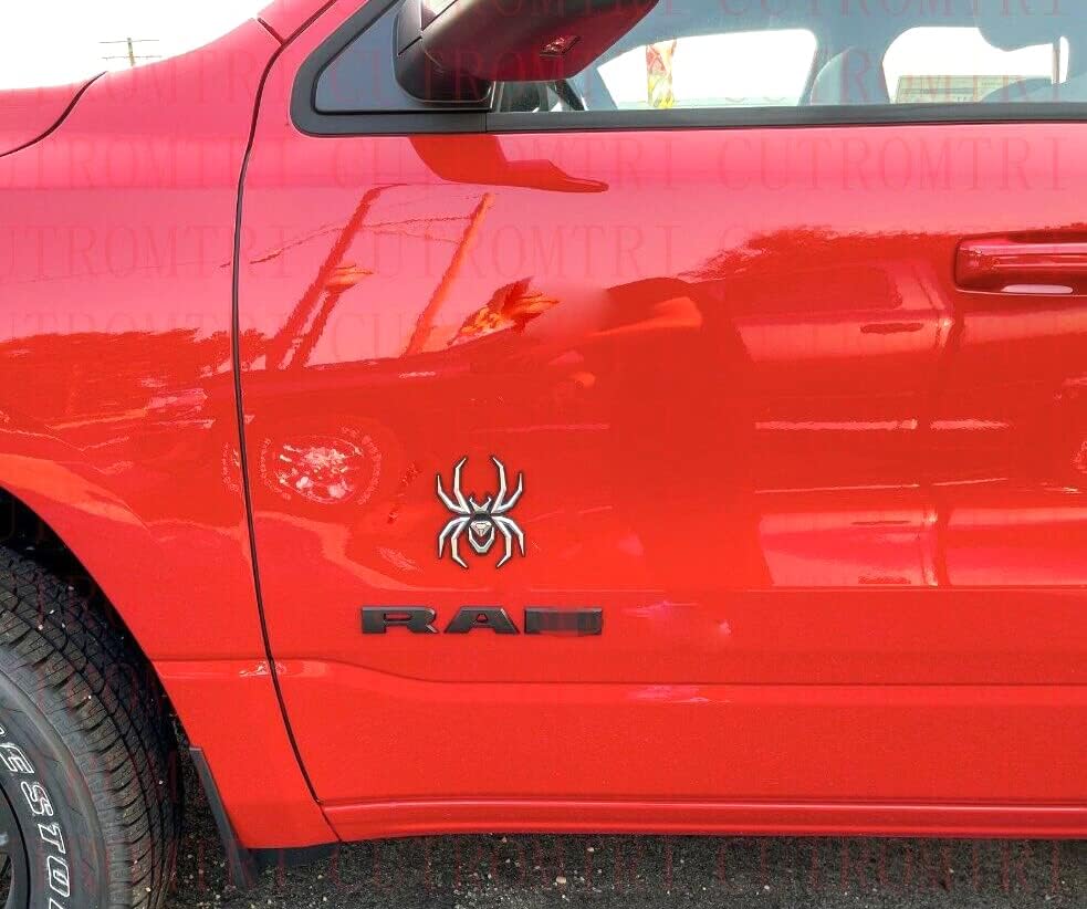 Miniatura 6 de 2 piezas de emblemas de araña 3D para puerta trasera, repuesto para F-150 Silverado Sierra RAM Black Widow Edition (cromado)