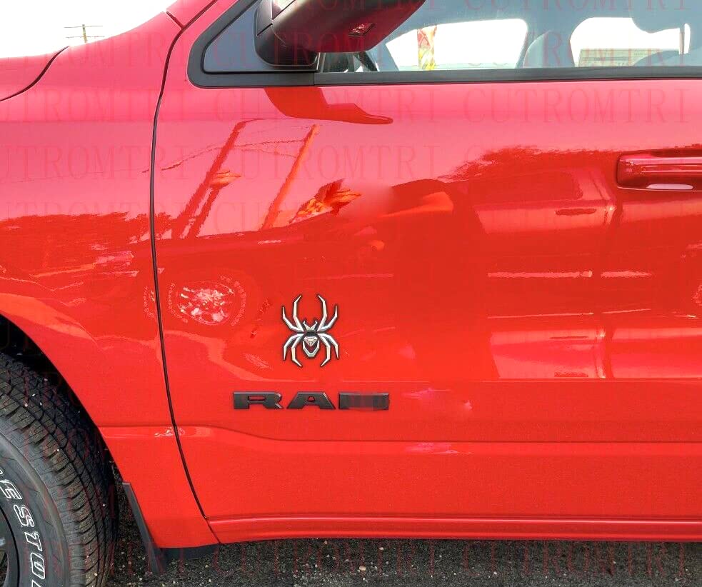 Emblema de araña 3D negro rojo para puerta trasera de pickup F-150 y Silverado 5