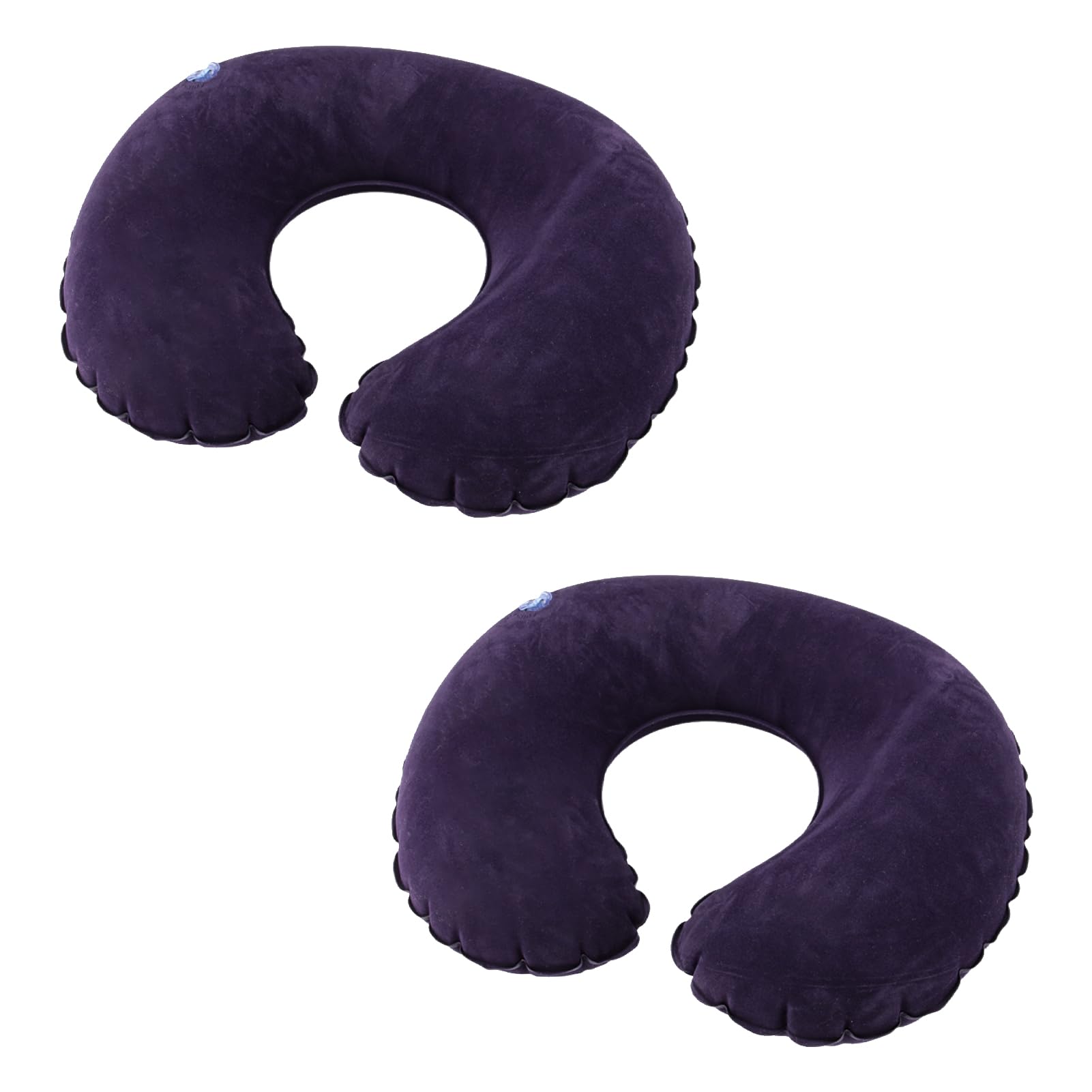 Hukneqn 2 Piezas Almohada Avion Cuello, Cuello Soporte Avion Inflable Hinchable, Portátil y Ligero con Cubierta de Terciopelo, Válvula de Inflado/Desinflado Rápido, Ideal para Coche Tren Viajes Aéreos