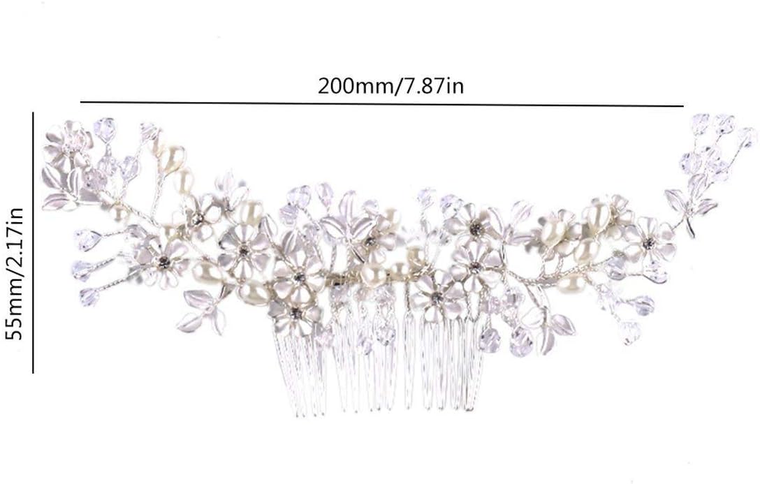 Jewelry チャーミングな花嫁ヘッドドレスシルバーの花の頭飾りコームウェディングドレスのアクセサリーヘアアクセサリーティアラ髪の