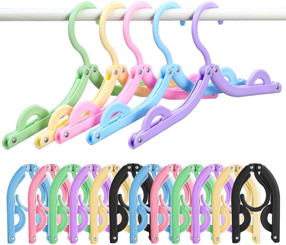 doville Travel Hangers Portable Foldable Hanger Organizer,Plastic Travel Accessories Essentials Clothes Hanging Rack for Traveling Camping Flying RV Cruises Suitcase,Multi Color (Pack-of-6)-picture-44