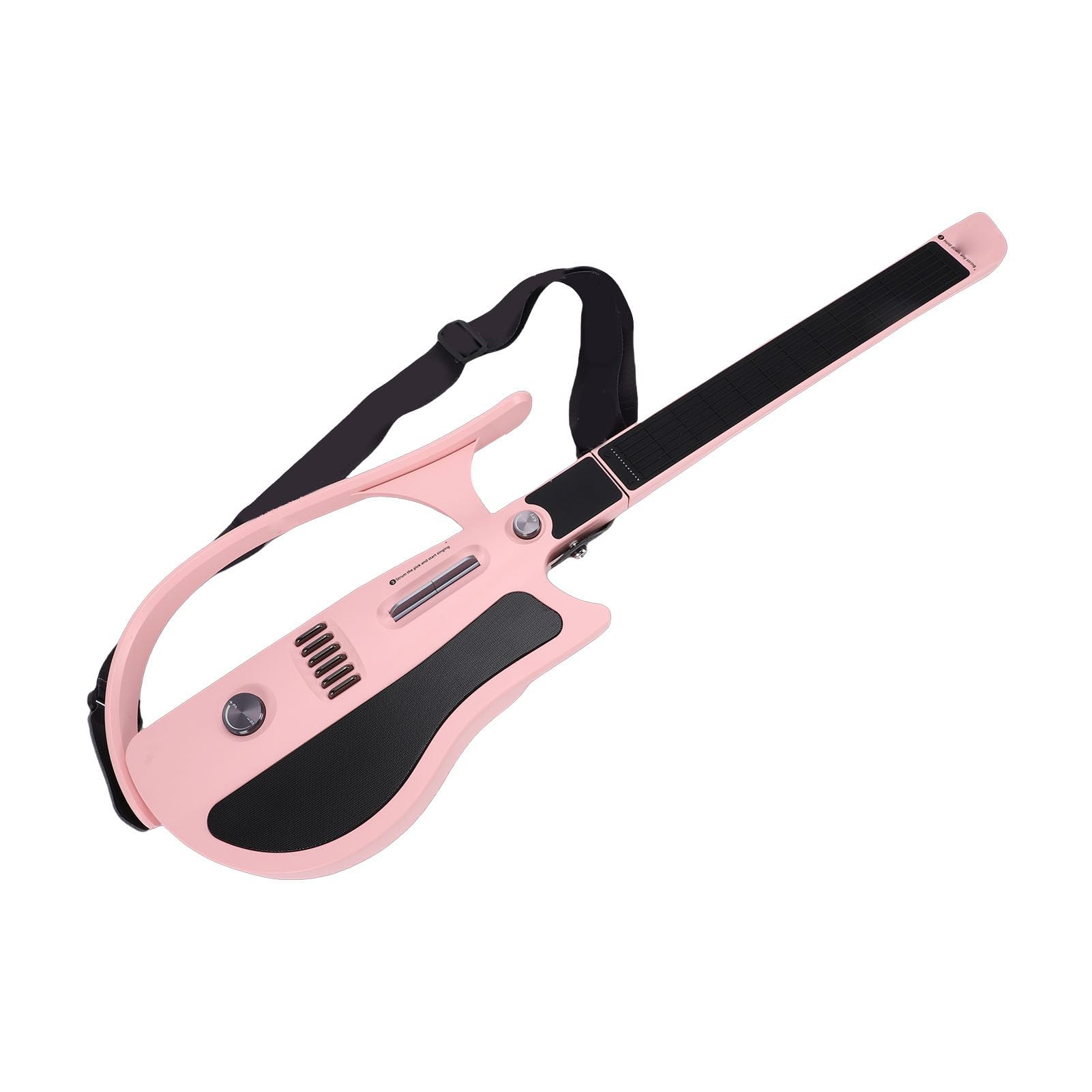 Chitarra Elettrica, Chitarra da Viaggio Pieghevole Portatile con Guida Luminosa Agli Accordi Connessa all'app per Principianti, Rosa, Batteria da 4000 MAh