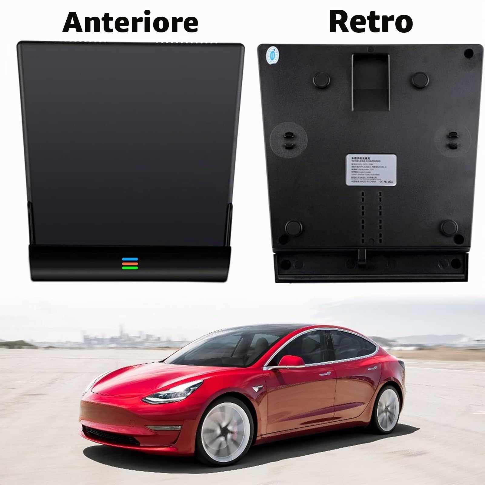 Caricatore Wireless per Tesla Model 3 2019 2020,Caricatore Senza Fili Per Auto,15W Qi Caricatore Wireless Auto,Wireless Vassoio Ricarica Rapida,Accessori Caricatore Console Centrale