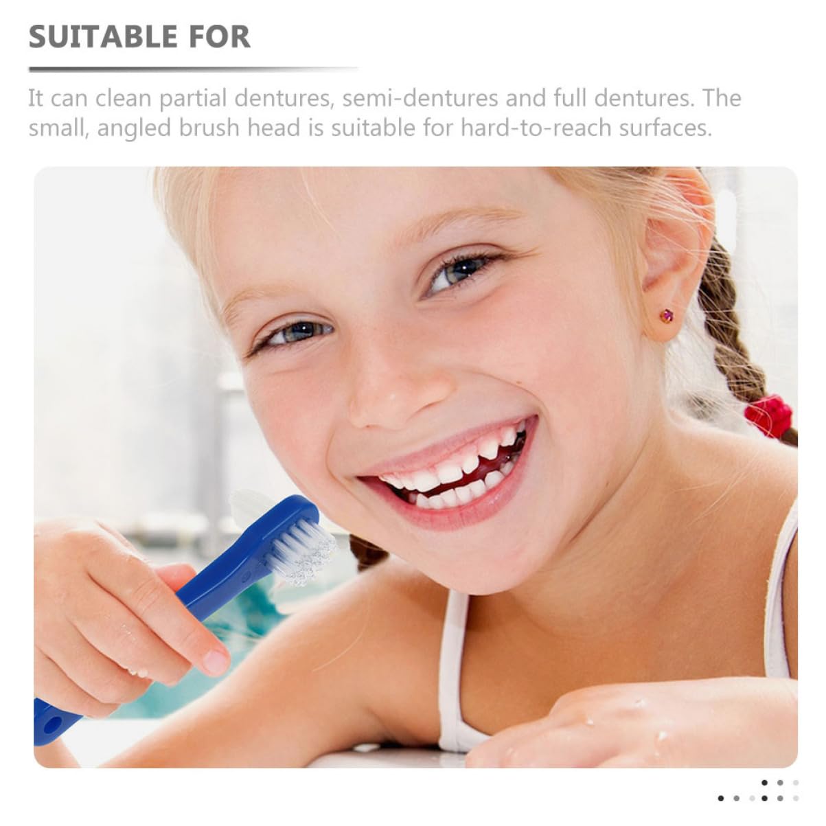 Healvian 30 Pezzi Spazzolino Denti Finto A Doppia Spazzolino per Dentiera Spazzolino da Viaggio Spazzola Pulizia Dentiera Testa Spazzolino Denti Finto per Denti Finti