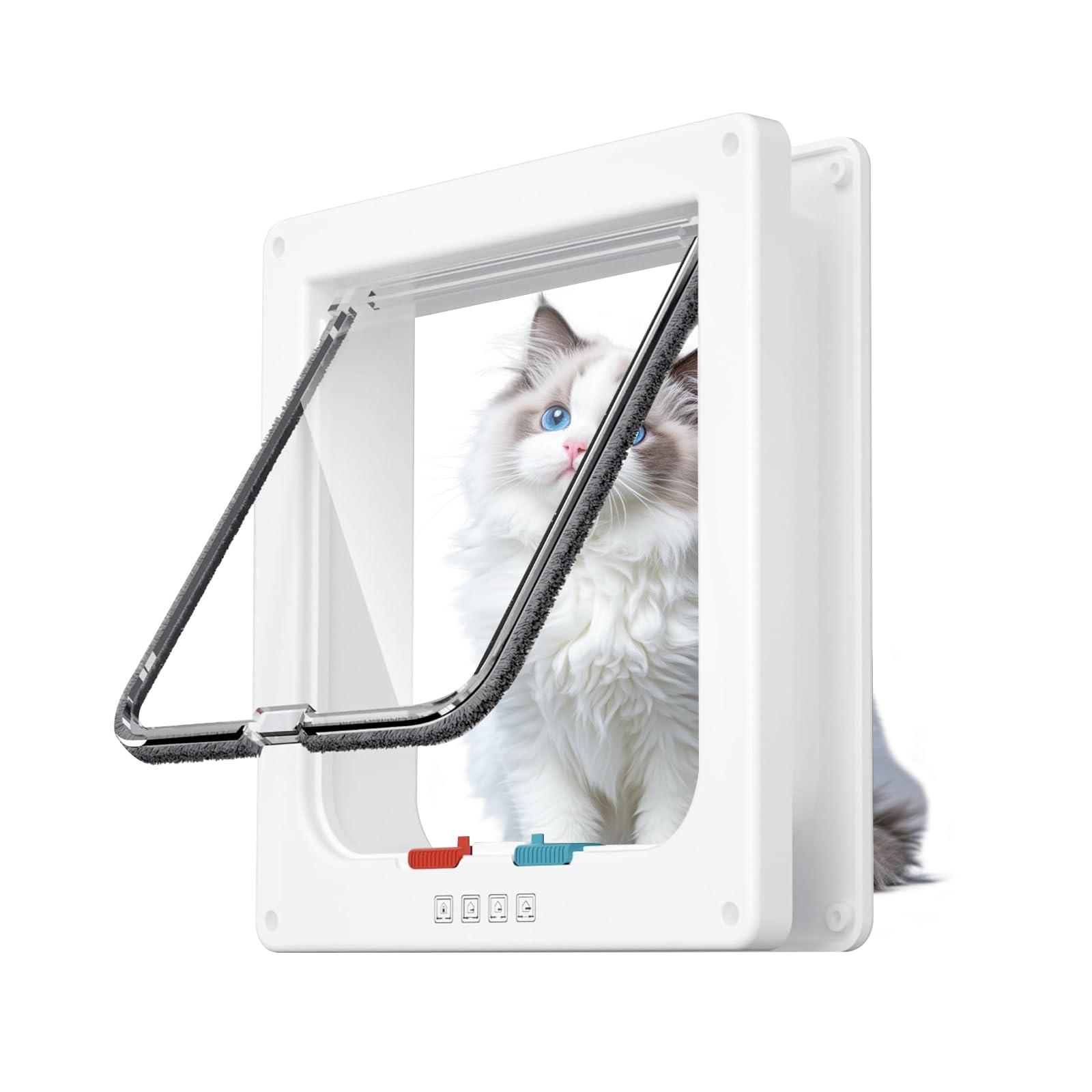 Cat Flap, Cat Flap Inner Door, Pet Doors and Sliding Door Safety Pet Door with 4-Way Lock Dog Door Window for Pets