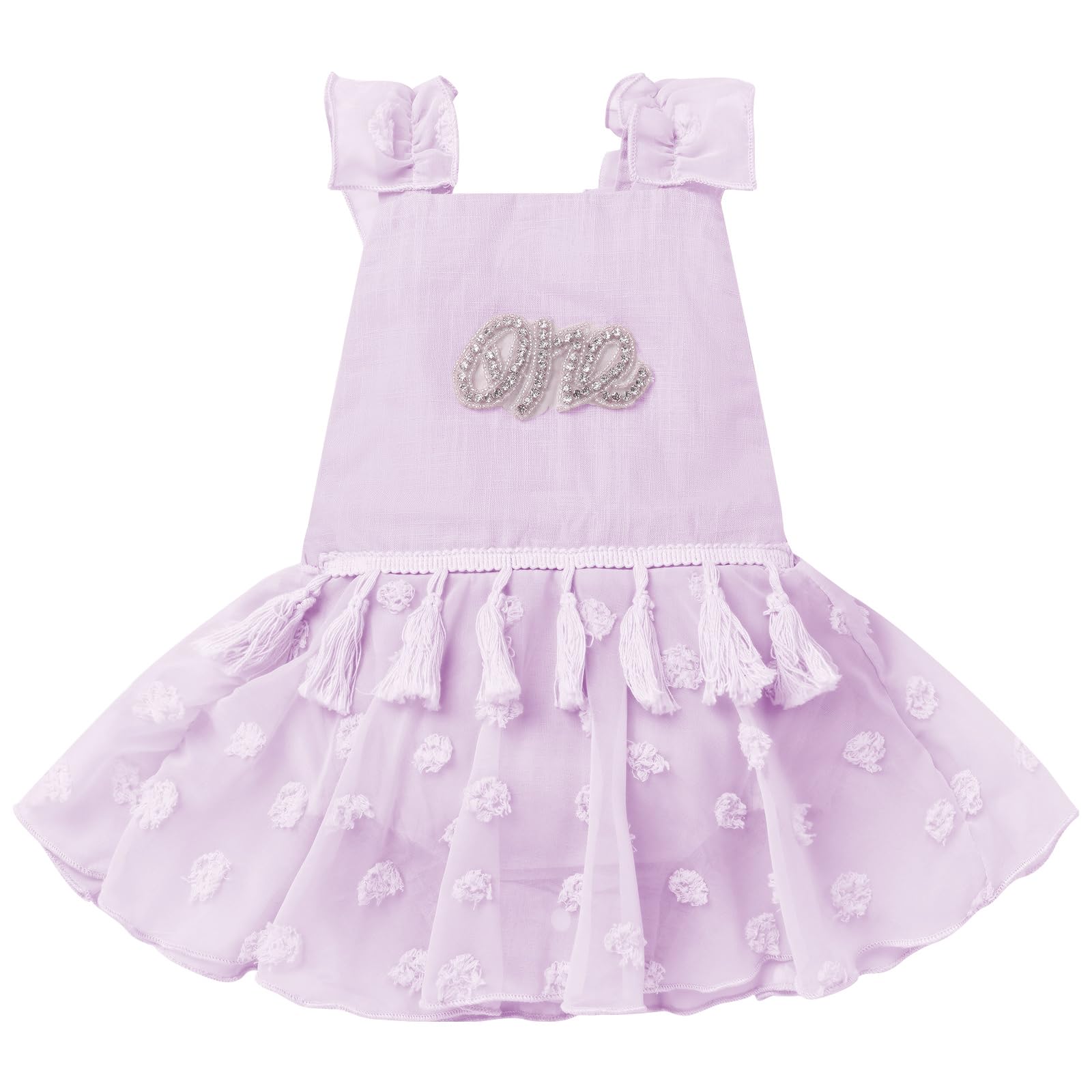 FYMNSI Newborn Baby 1st Birthday Girl Outfit Boho Romper Dress Tutu For Toddler Girls Princess Ruffle Dots Backless Bodysuit Jumpsuits Headband First Birthday Decorations Cute Clothes Purple 12-18M