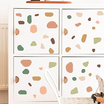 Boho Wall Decor Terrazzo Decal Polka Dots Wall Stickers Irregular Stones Colorful Decorations Abstract Vintage Geometric Modern Art Home DecalsStone-2...