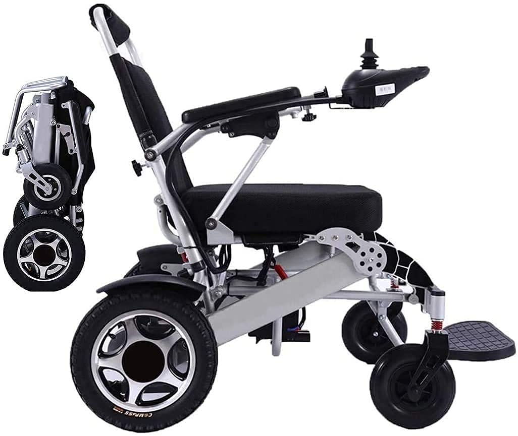 Sedia a rotelle elettrica Pieghevole Leggera Deluxe Sedia a rotelle per ausilio alla Mobilità elettrica Doppi Motori 500W Carrozzina elettrica Portatile a Doppia Batteria
