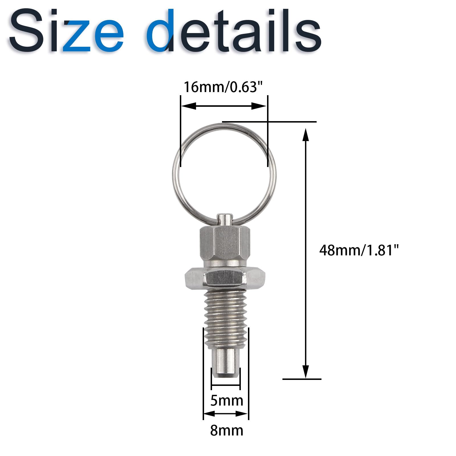 4pcs Spring Plunger M12x1.75 Thread Size Pin Dia.6mm Knurled Handle