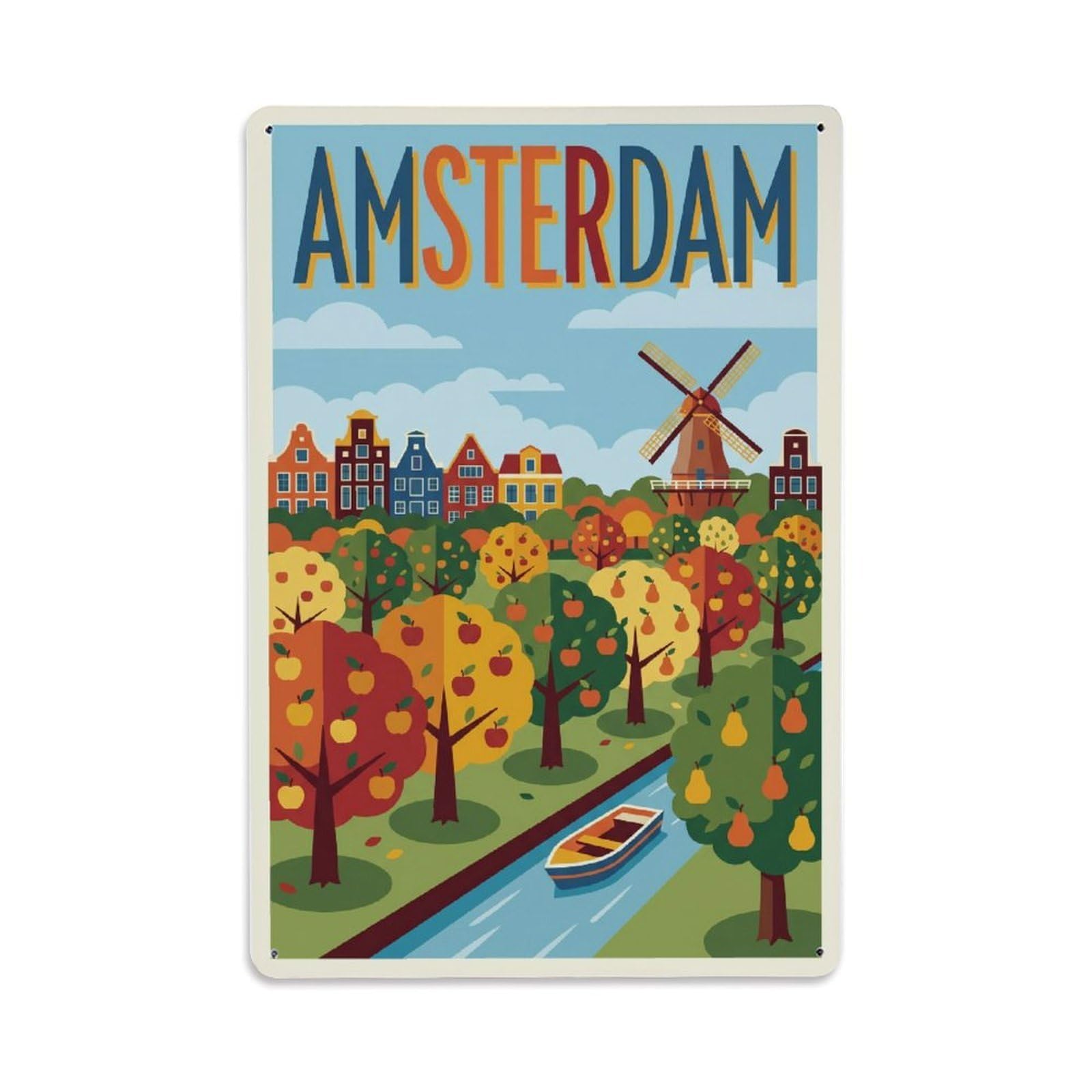 Vintage Travel Orchard Netherlands Fruit Metal Tin Sign Plaque Wall Decor for Cafe, Club Bar, Office, Home Garden Metal Poster 8x12Inch