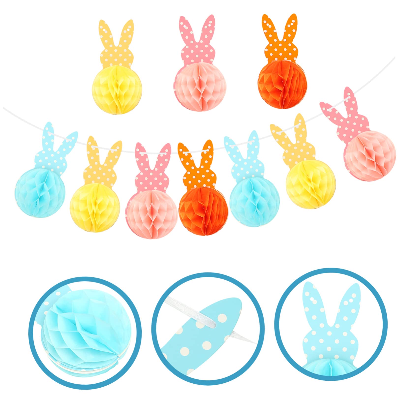 Cabilock 5kawałki Easter Hanging Flag Dekoracyjna Wstęga Tematyczna Wielkanoc Zawieszana Flaga z Motywem Królika Idealna Do Udekorowania Domu i Organizacji Imprez Wielkanocnych