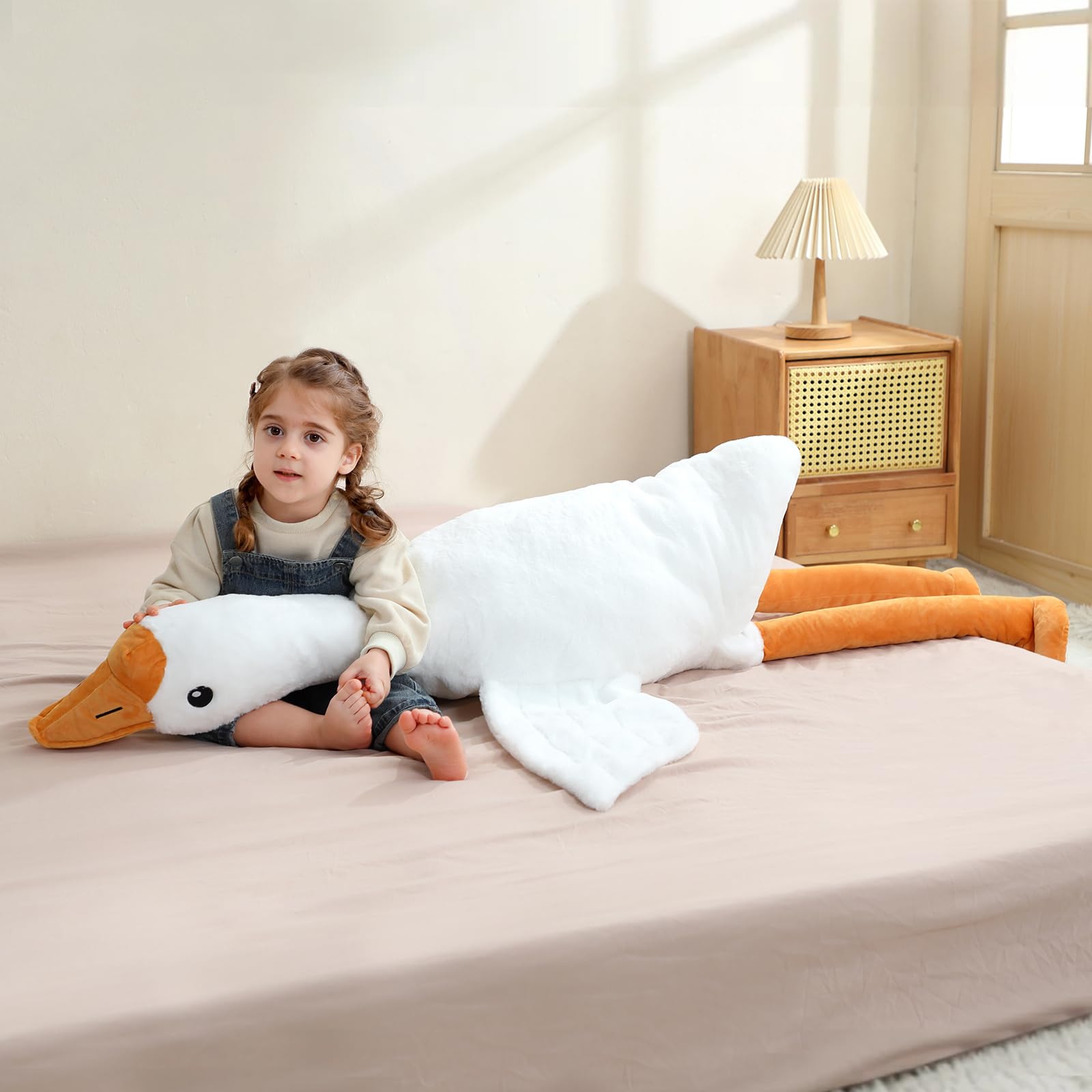 Peluche d'oca gigante da 130 cm, XXL, morbido e morbido peluche d'oca, grande anatra di peluche, per il compleanno dei bambini