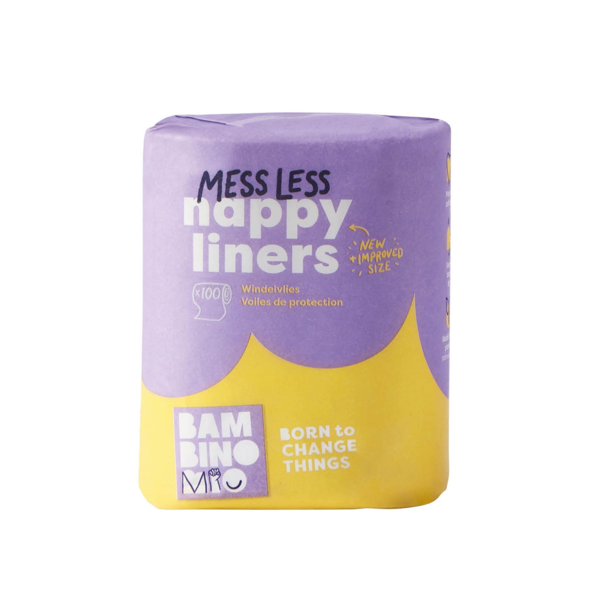 Bambino Mio, Supersoft Nappy Liners, Biodegradable, 100 Liners, Packaging May Vary, Pack of 2