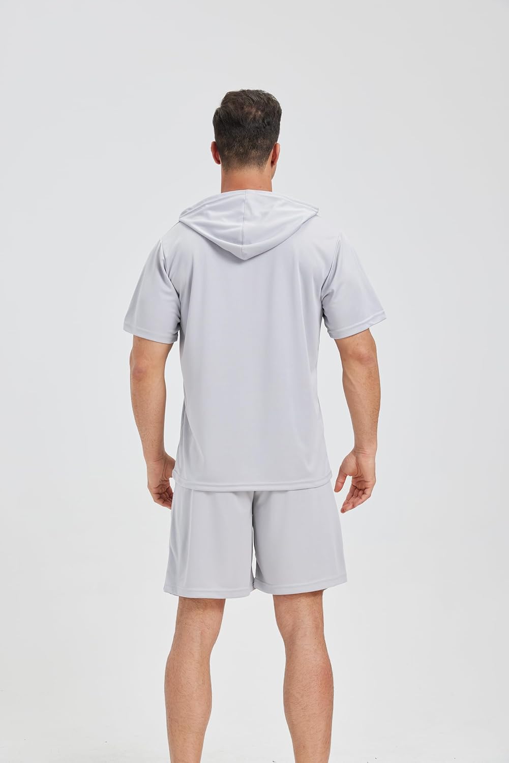 Mens Tracksuit Set 2 Pieces Short-Sleeved Athletic Hoodie And Jogging Shorts - Image 4