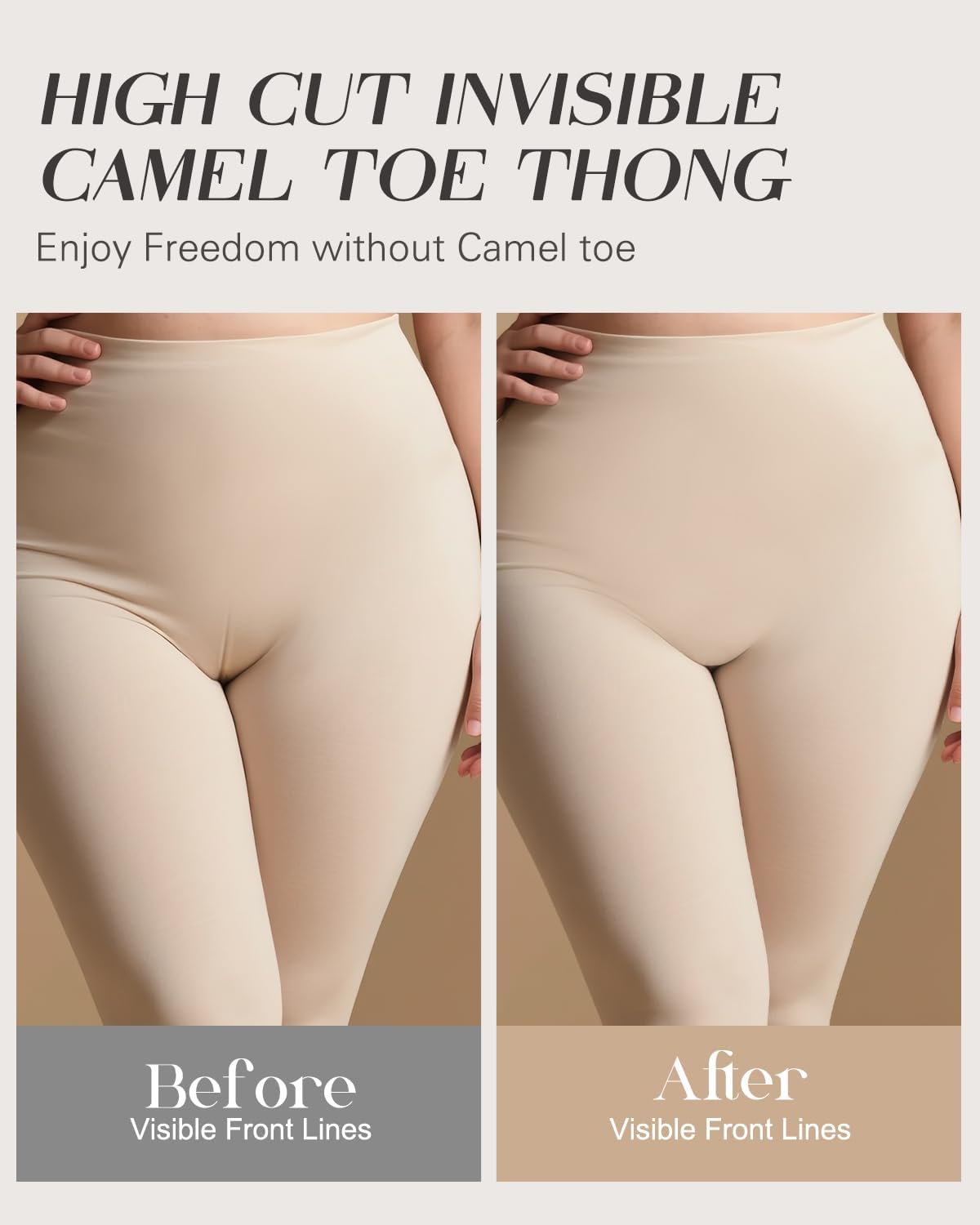 2-Pack Seamless Thongs for Women Cotton Underwear No Show Panty Liners Workout G-String Thongs - Image 2