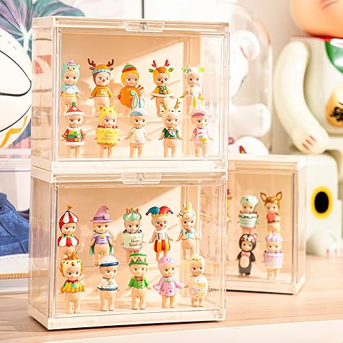 Miniatura 4 de GOTO Caja transparente de exhibición, estuche de almacenamiento para muñecas, estuche apilable para Pop Mart, kits de garaje, figuras de acción,