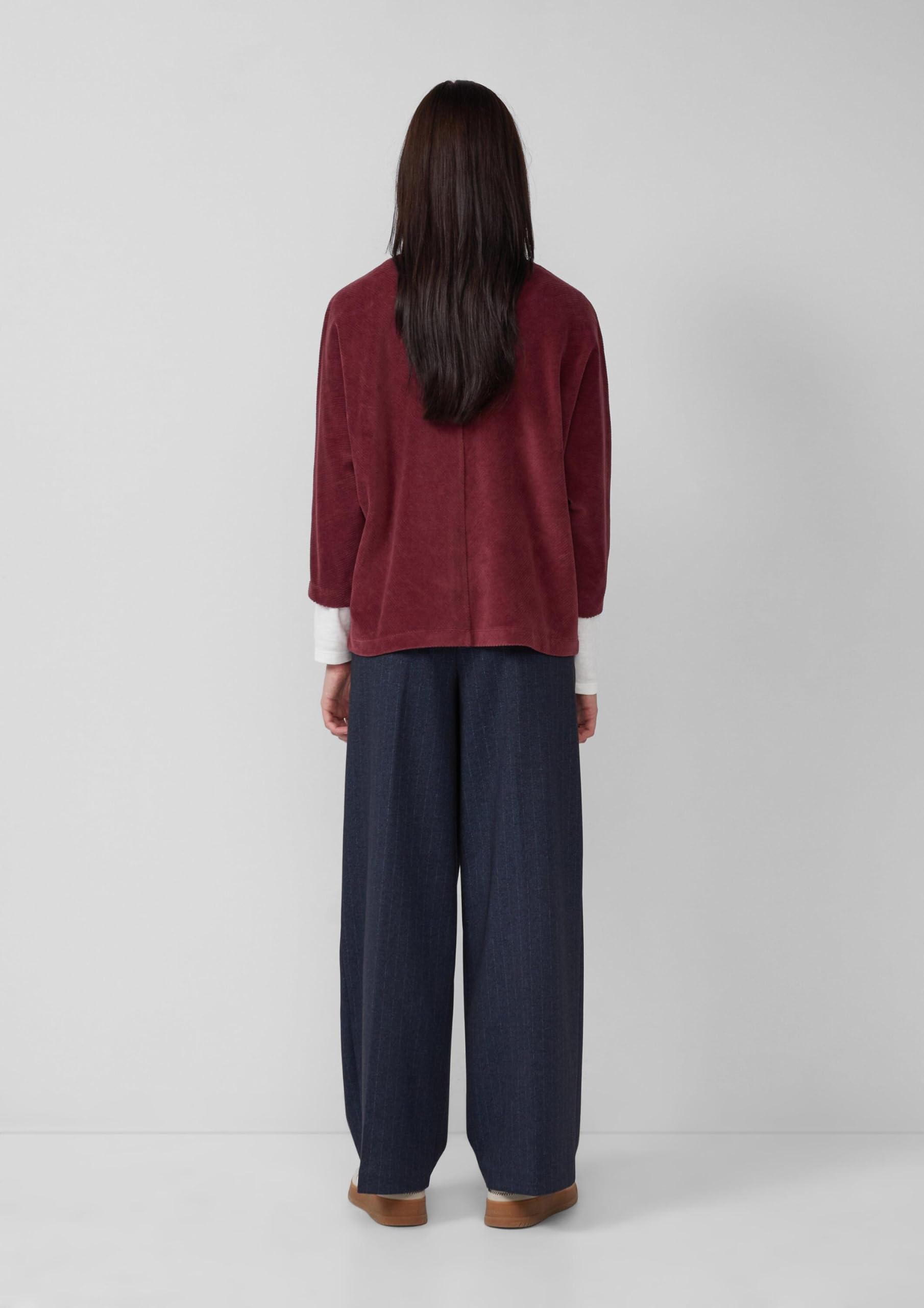 s.Oliver Cord-Shirt mit Teilungsnaht und Fledermausärmeln