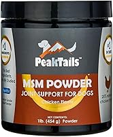 Vista 1 de PeakTails - Polvo MSM con sabor a pollo para perros, 1 libra, suplemento de apoyo para cadera y articulaciones, 99.9% MSM destilado puro, fabricado
